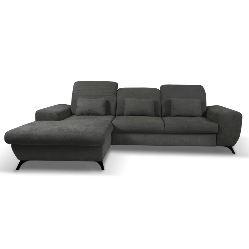 Rohová sedačka rozkládací JASPERA - ocelová šedá, levý roh