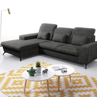 Rohová sedačka rozkládací JASPERA - ocelová šedá, levý roh