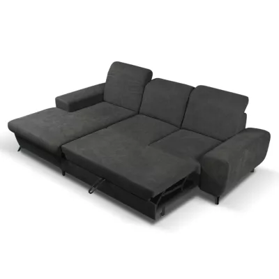 Rohová sedačka rozkládací JASPERA - ocelová šedá, levý roh