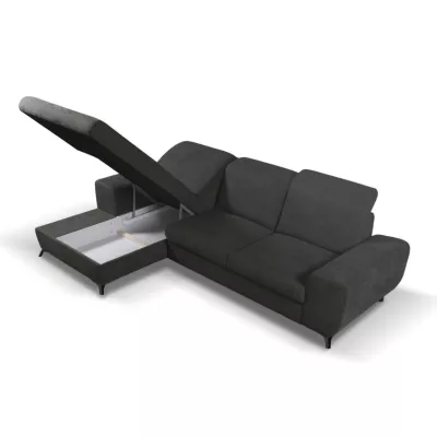 Rohová sedačka rozkládací JASPERA - ocelová šedá, levý roh