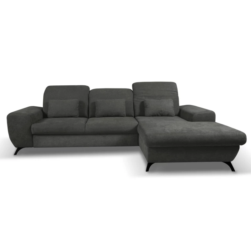 Rohová sedačka rozkládací JASPERA - ocelová šedá, pravý roh