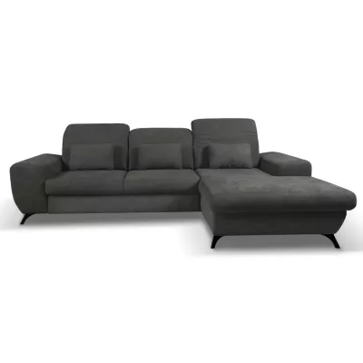 Rohová sedačka rozkládací JASPERA - ocelová šedá, pravý roh