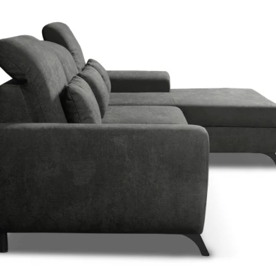 Rohová sedačka rozkládací JASPERA - ocelová šedá, pravý roh