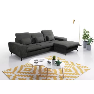 Rohová sedačka rozkládací JASPERA - ocelová šedá, pravý roh