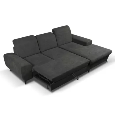 Rohová sedačka rozkládací JASPERA - ocelová šedá, pravý roh