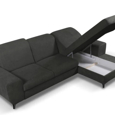 Rohová sedačka rozkládací JASPERA - ocelová šedá, pravý roh