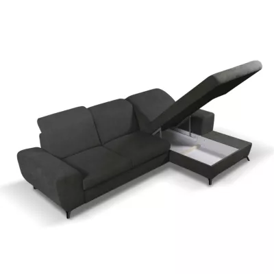 Rohová sedačka rozkládací JASPERA - ocelová šedá, pravý roh