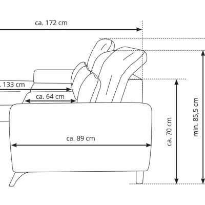 Rohová sedačka rozkládací JASPERA - modrá, levý roh