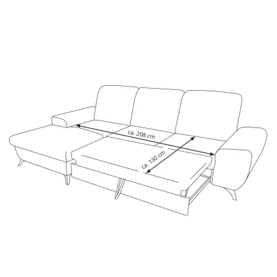 Rohová sedačka rozkládací JASPERA - modrá, pravý roh