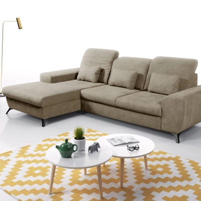 Rohová sedačka rozkládací JASPERA - světlá hnědá, levý roh