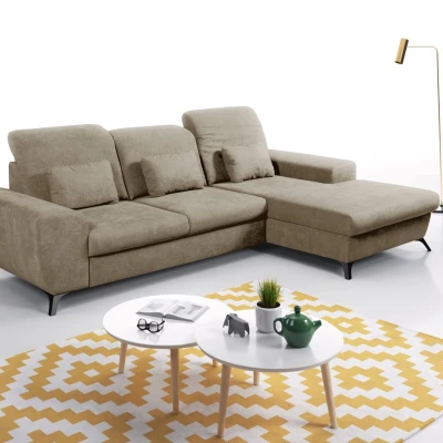 Rohová sedačka rozkládací JASPERA - světlá hnědá, pravý roh