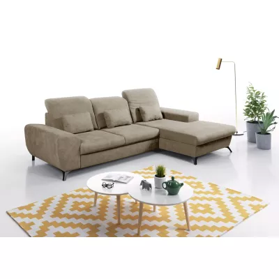 Rohová sedačka rozkládací JASPERA - světlá hnědá, pravý roh