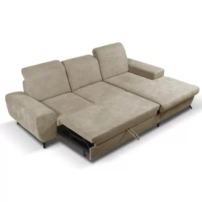 Rohová sedačka rozkládací JASPERA - světlá hnědá, pravý roh