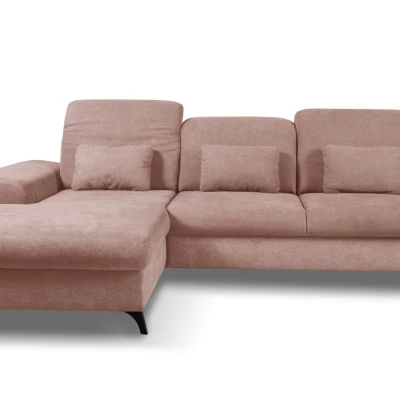 Rohová sedačka rozkládací JASPERA - pastelová růžová, levý roh