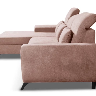 Rohová sedačka rozkládací JASPERA - pastelová růžová, levý roh