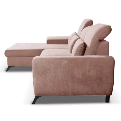 Rohová sedačka rozkládací JASPERA - pastelová růžová, levý roh