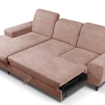 Rohová sedačka rozkládací JASPERA - pastelová růžová, levý roh