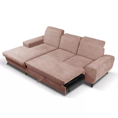 Rohová sedačka rozkládací JASPERA - pastelová růžová, levý roh