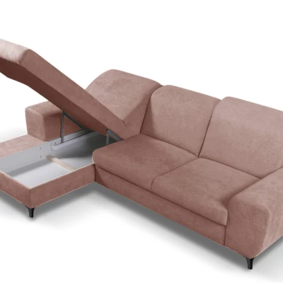 Rohová sedačka rozkládací JASPERA - pastelová růžová, levý roh