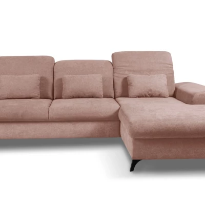 Rohová sedačka rozkládací JASPERA - pastelová růžová, pravý roh
