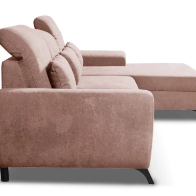 Rohová sedačka rozkládací JASPERA - pastelová růžová, pravý roh