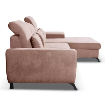 Rohová sedačka rozkládací JASPERA - pastelová růžová, pravý roh