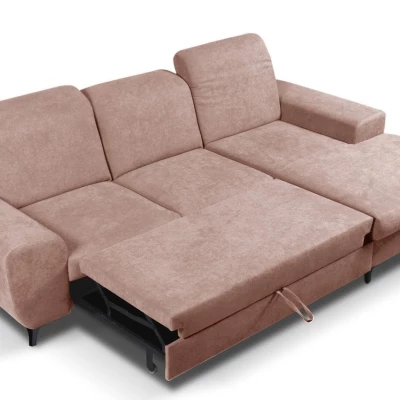 Rohová sedačka rozkládací JASPERA - pastelová růžová, pravý roh