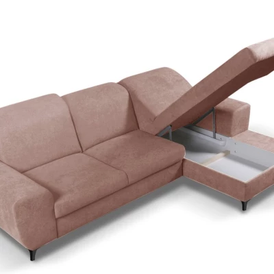 Rohová sedačka rozkládací JASPERA - pastelová růžová, pravý roh