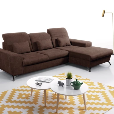 Rohová sedačka rozkládací JASPERA - ořechová, pravý roh