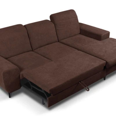 Rohová sedačka rozkládací JASPERA - ořechová, pravý roh