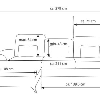 Rohová sedačka rozkládací JASPERA - popelavá, pravý roh