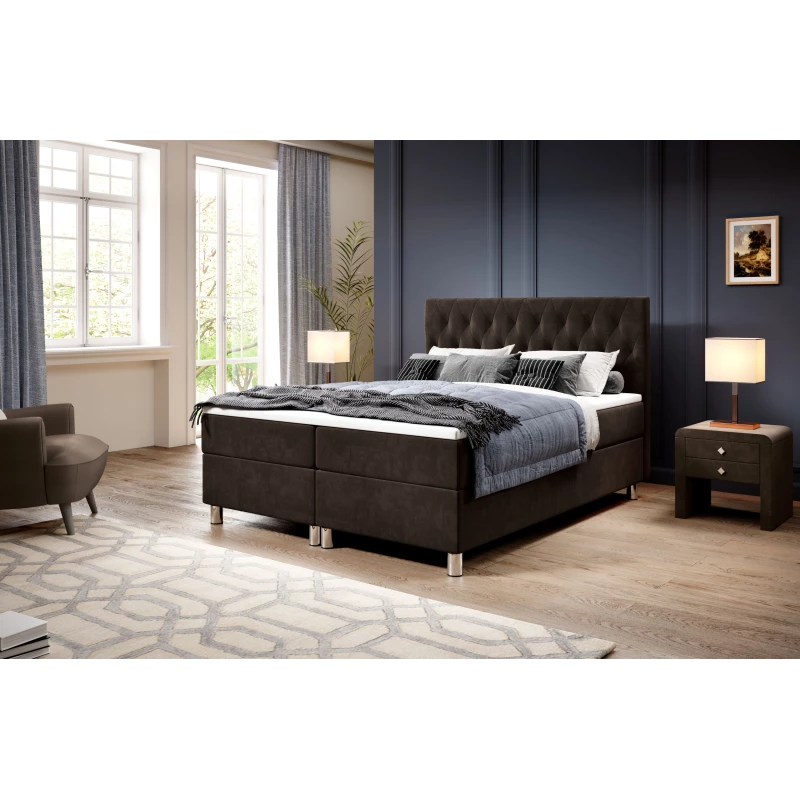 Boxspringová postel 180x200 RAQUEL 1 - tmavě hnědá