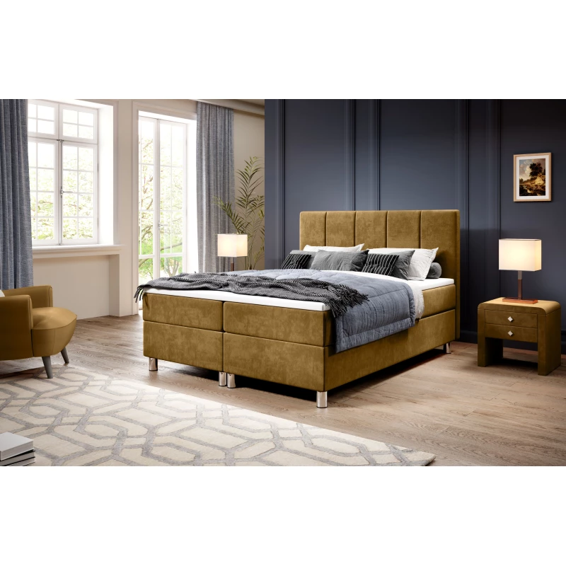 Hotelová postel 160x200 RAQUEL 4 - hořčicová