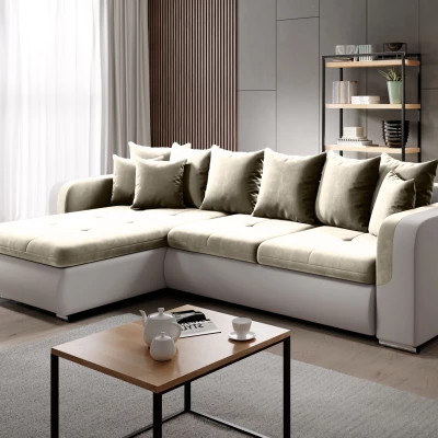 Rohová sedací souprava DAFNI MINI - bílá / béžová, levý roh