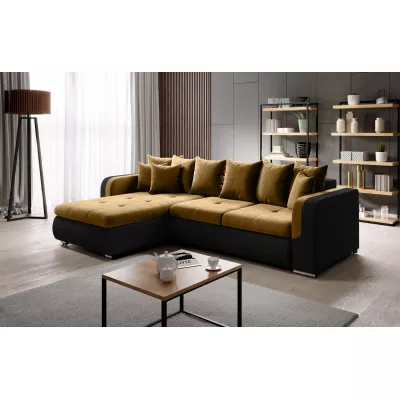 Rohová sedací souprava DAFNI MINI - černá / hořčicová, levý roh