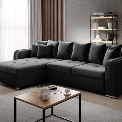 Rohová sedací souprava DAFNI MINI - černá / šedá, levý roh