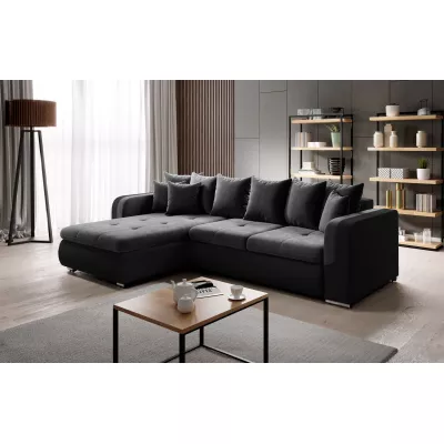 Rohová sedací souprava DAFNI MINI - černá / šedá, levý roh