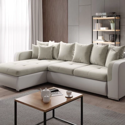 Rohová sedací souprava DAFNI MINI - bílá / krémová, levý roh