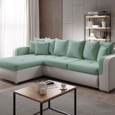 Rohová sedací souprava DAFNI MINI - bílá / mátová, levý roh