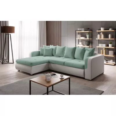 Rohová sedací souprava DAFNI MINI - bílá / mátová, levý roh