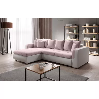 Rohová sedací souprava DAFNI MINI - bílá / růžová, levý roh