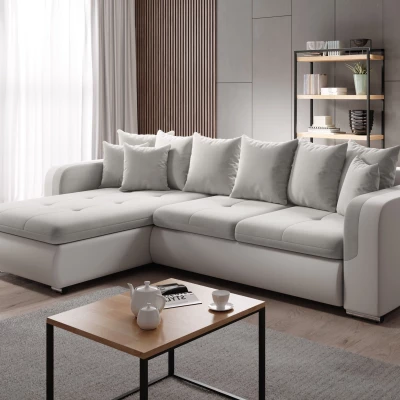 Rohová sedací souprava DAFNI MINI - bílá / světle šedá, levý roh