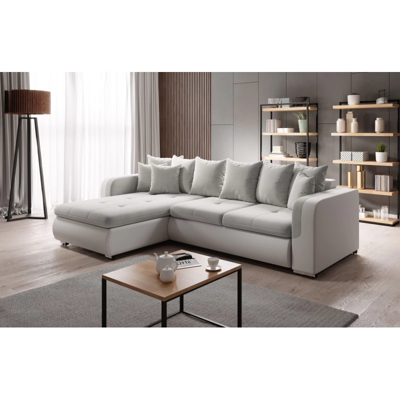 Rohová sedací souprava DAFNI MINI - bílá / světle šedá, levý roh
