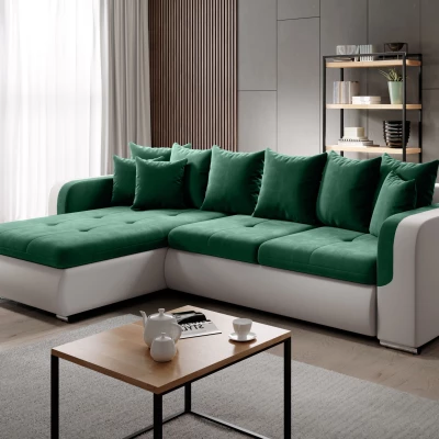 Rohová sedací souprava DAFNI MINI - bílá / zelená, levý roh