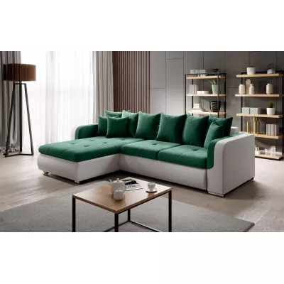 Rohová sedací souprava DAFNI MINI - bílá / zelená, levý roh