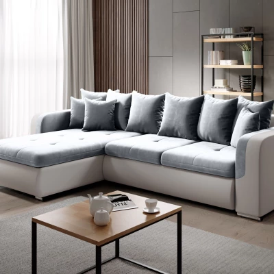 Rohová sedací souprava DAFNI MINI - bílá / šedá, levý roh