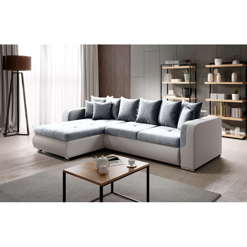 Rohová sedací souprava DAFNI MINI - bílá / šedá, levý roh