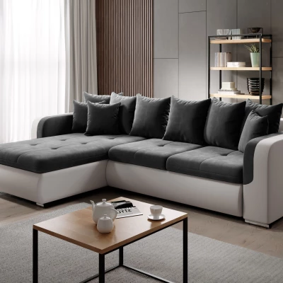 Rohová sedací souprava DAFNI MINI - bílá / tmavě šedá, levý roh