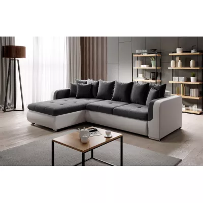 Rohová sedací souprava DAFNI MINI - bílá / tmavě šedá, levý roh