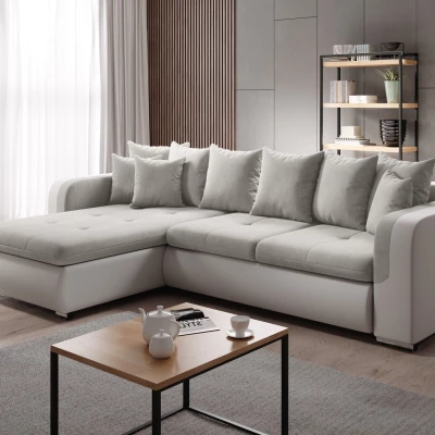 Rohová sedací souprava DAFNI MINI - bílá / světle béžová, levý roh